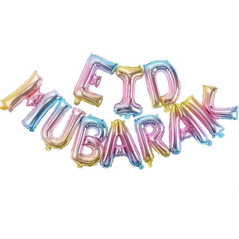 Eid Mubarak Balloons Ramadan Decoration 2024 Muslim Hajj Decor Ramadan Kareem Festival Banner Star Moon Foil Balloon