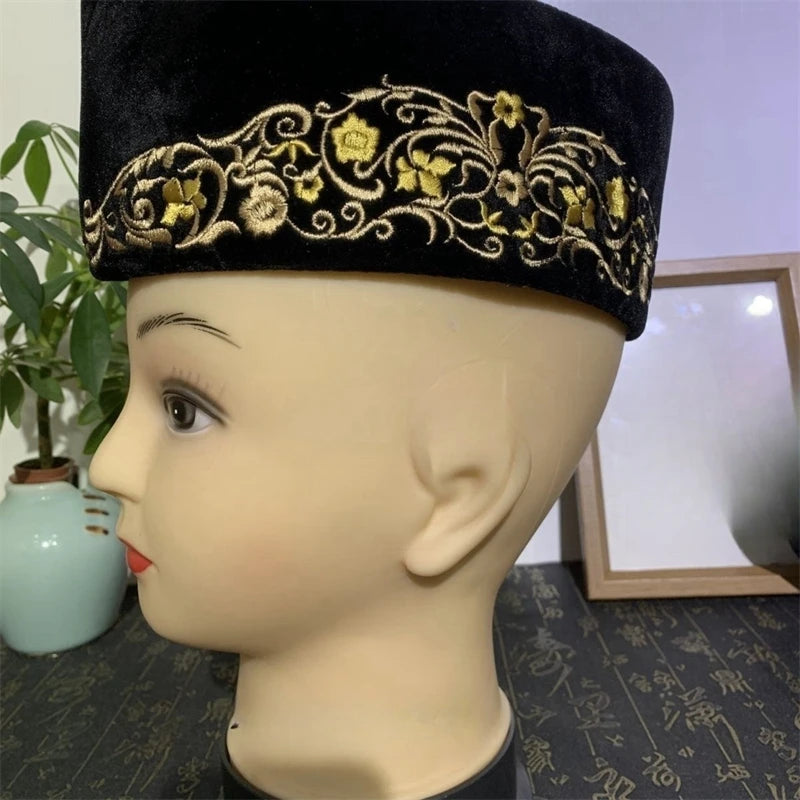 Muslim Caps For Men Clothing Tax Products Turkey Shipping-Fee Prayer Malaysian Boat Hat Kippa Islamic Kufi Topi Black 03157
