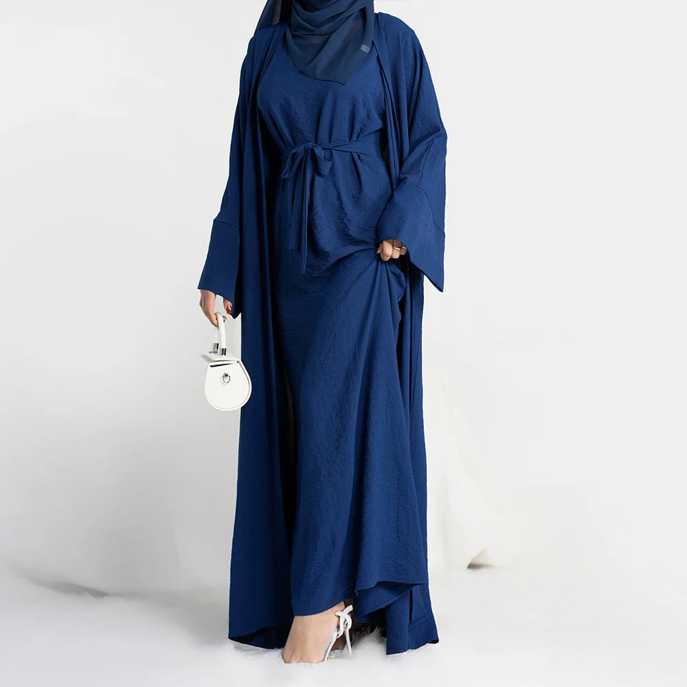 Classic Solid Muslim Abayas Dresses Sets Luxury Slim Breathable Long Sleeves Abayas Ladies Party Gift Clothing Wholesale RIMAIRE