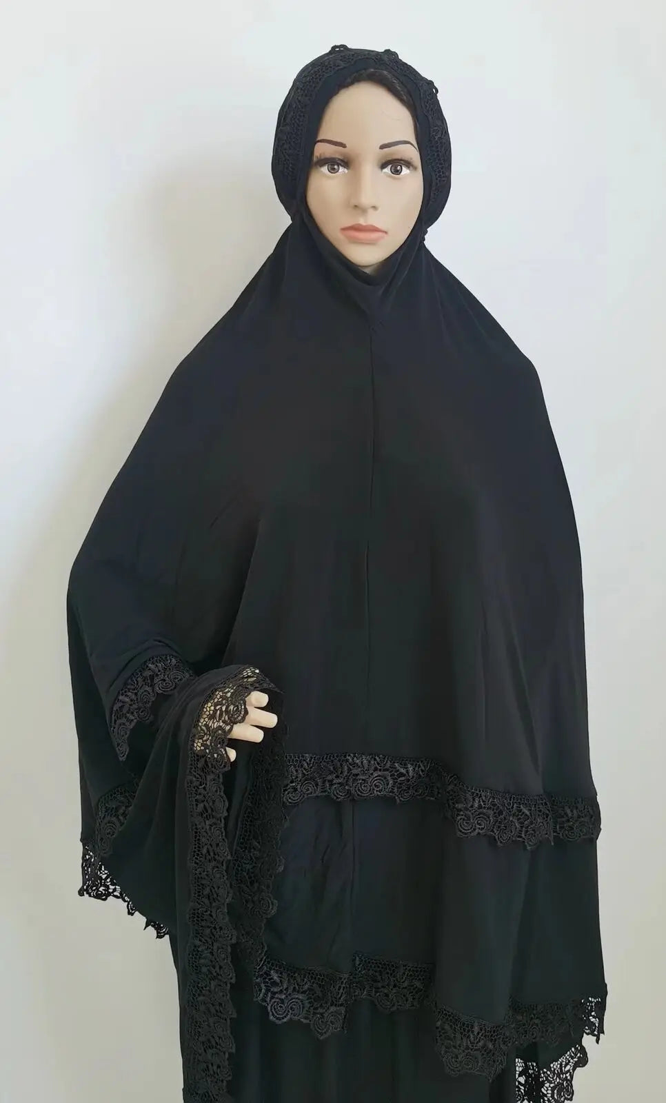 Arab National Style Ramadan Women 2PCS Lace Hijab & Abaya Set