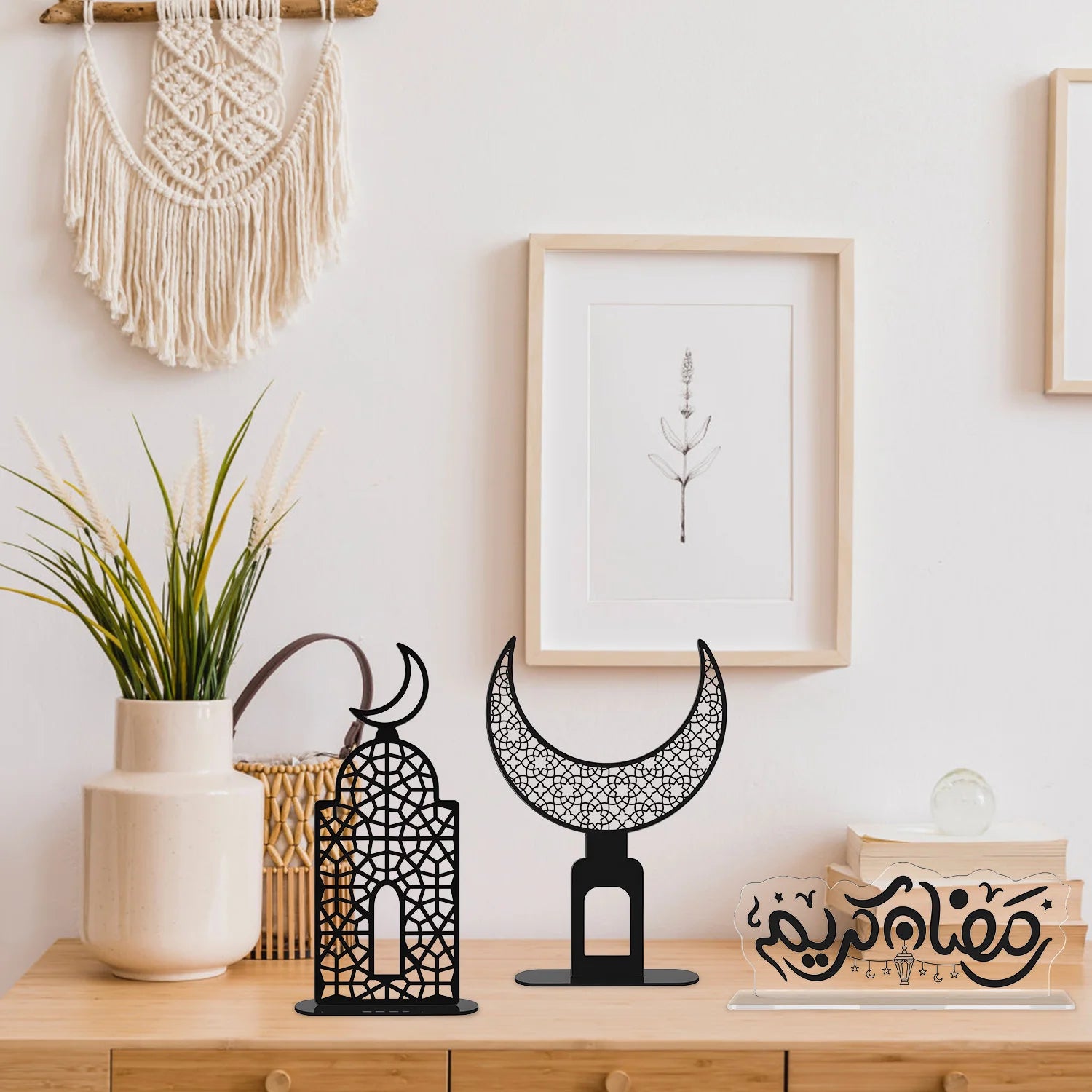 Black acrylic letter moon ornament Eid al Fitr Home Islamic Muslim Party Decor Ramadan Eid Mubarak Table Decor gift adult favors
