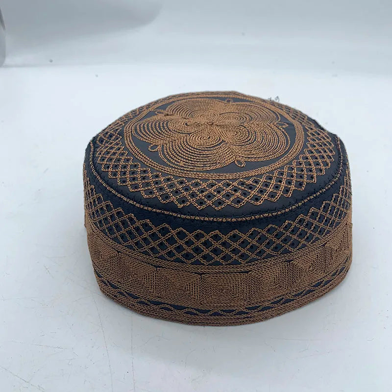 2023 New Muslim Prayer Hats Breathable Headware Kufi Hat Men Islam Skull Cap Ramadan Eid Gift Embroidery Man Hat