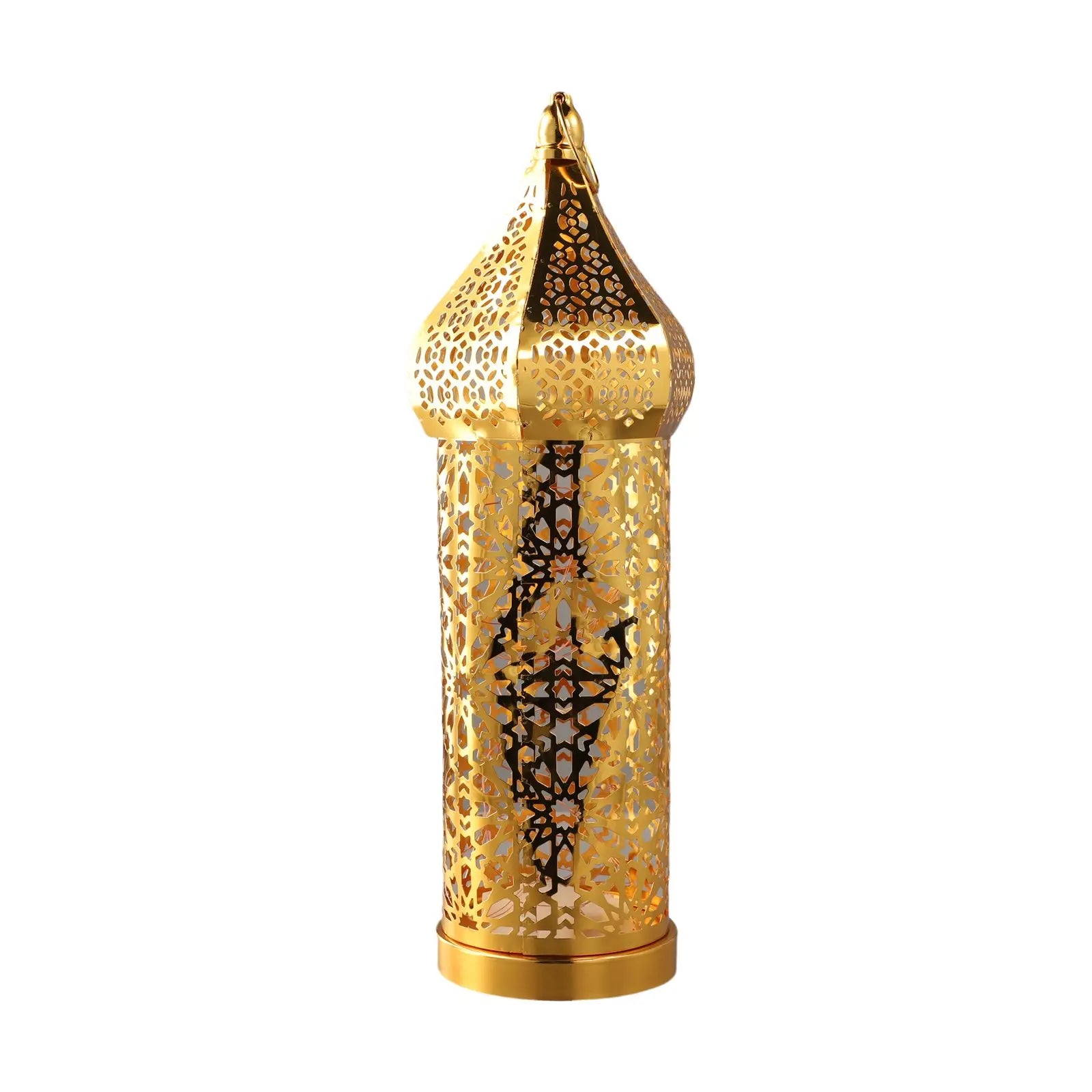 1PC Moroccan Golden Hollow Iron Lantern Ramadan Home Decoration Light Ornaments Gold Lanterns Moroccan Home Crafts Decoration