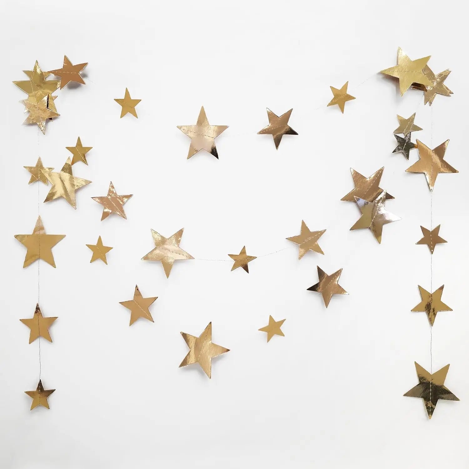 Champagne Gold Party Decorations Star Dots Garlands  Hanging Paper Heart Streamer Banner Wedding Valentine Day Party Flag Decor