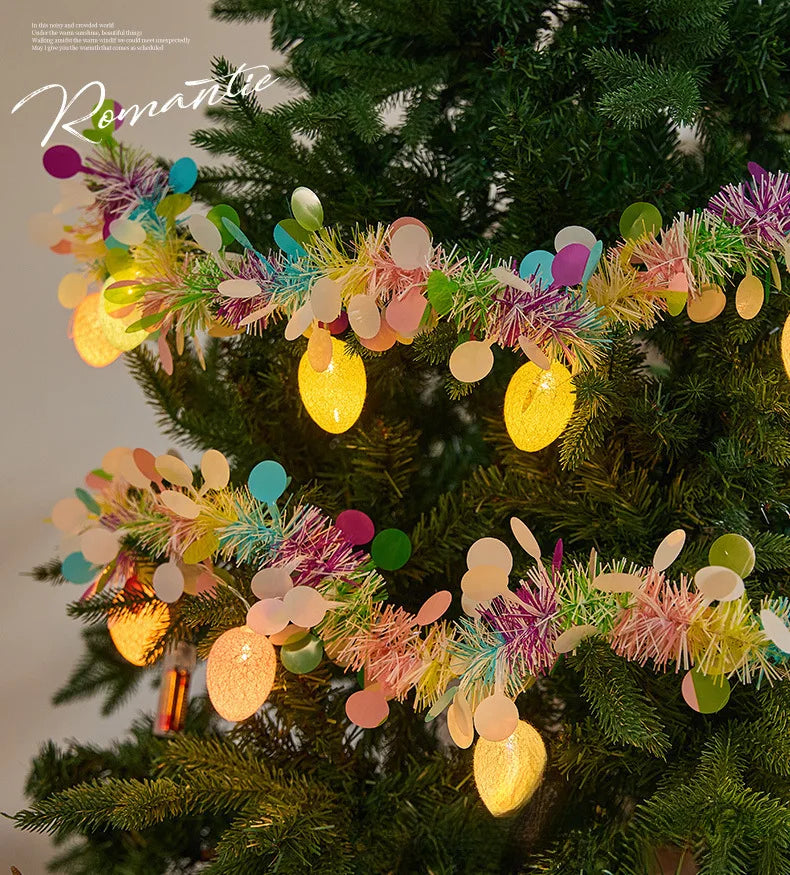 2M Spring Easter Garlands with Eggs LED Light String DIY Wreath Decora for Home Party Easter Birthday Kids Gift Hanging Ornament