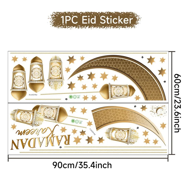 Eid Mubarak Wall Stickers Kareem Ramadan Decoration 2024 For Home Islamic Muslim Party Decor Mubarak Ramadan Window Sticker Gift