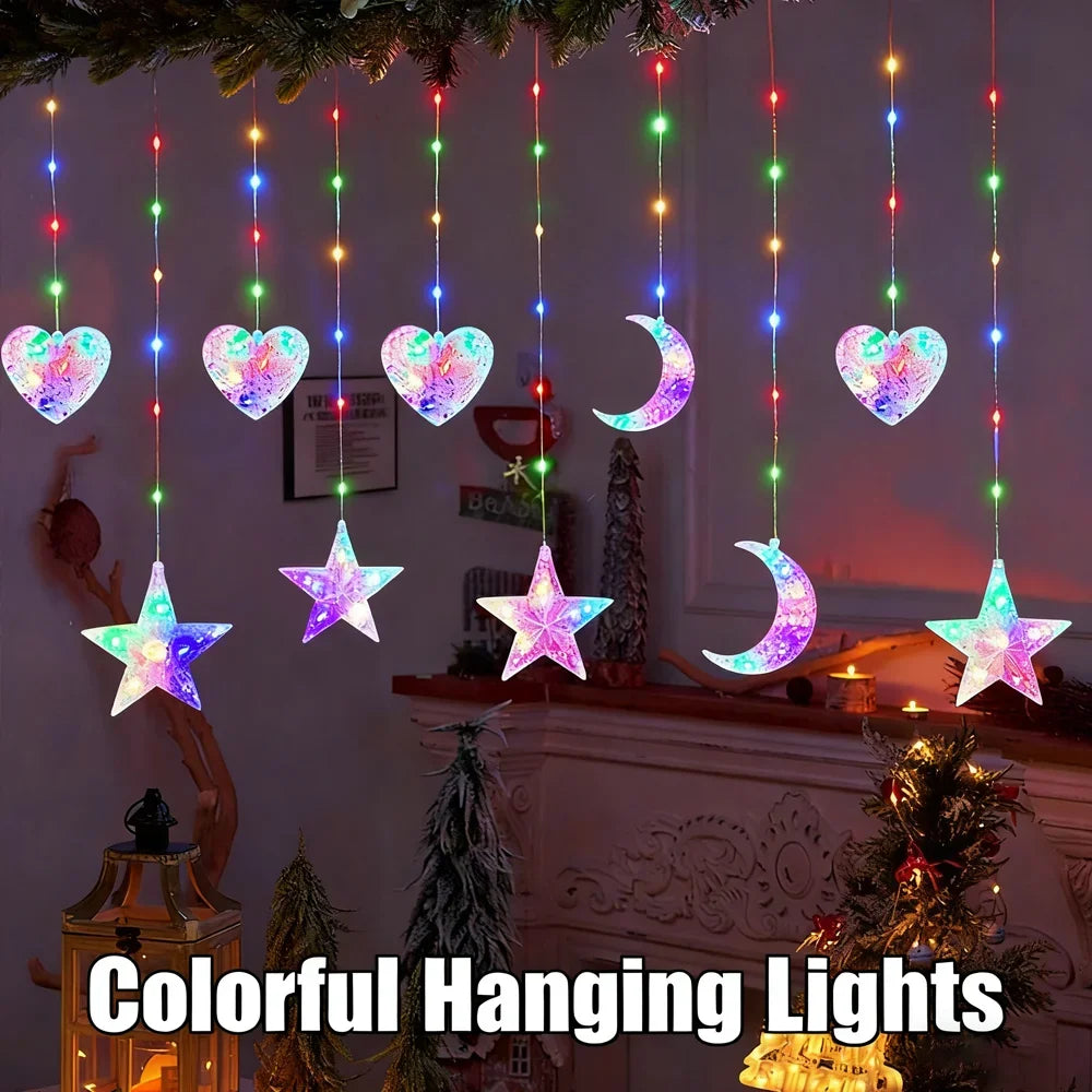 LED Moon, Star & Heart String Lights – Holiday Party & Room Decoration