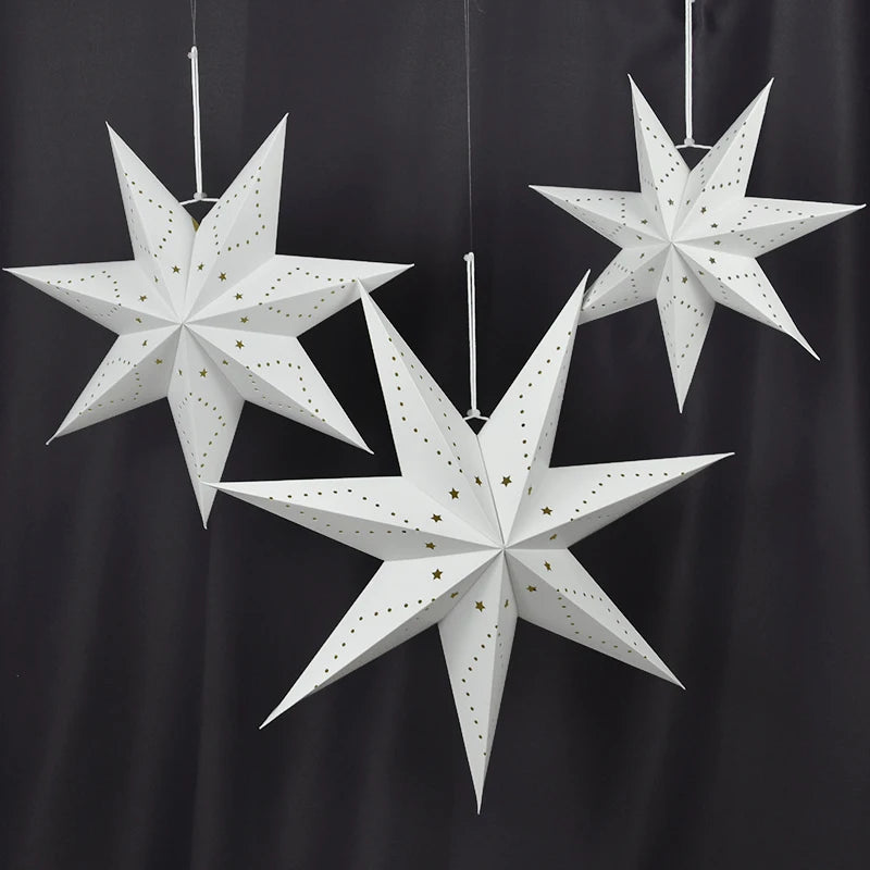Eid Mubarak Decoration Hollow Star Hanging Pendant Ramadan Kareem LED Light Lantern 2025 Islamic Muslim Party Supplies Birthday
