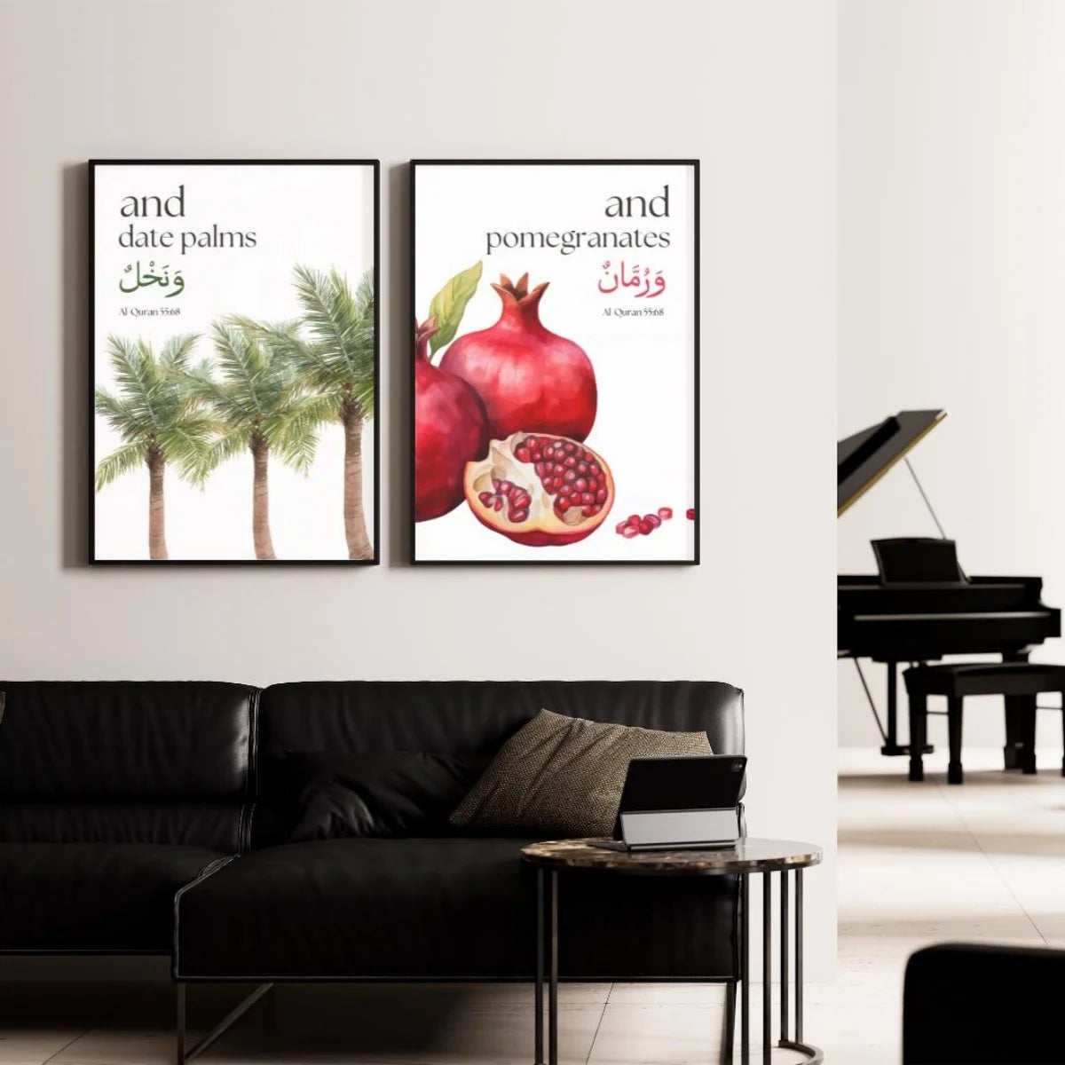 1/2pcs Islamic Date Palm Pomegranate Canvas Print Poster Ramadan Muslim Quran Verse Quote Fruit Art Prints Wall Art Home Decor