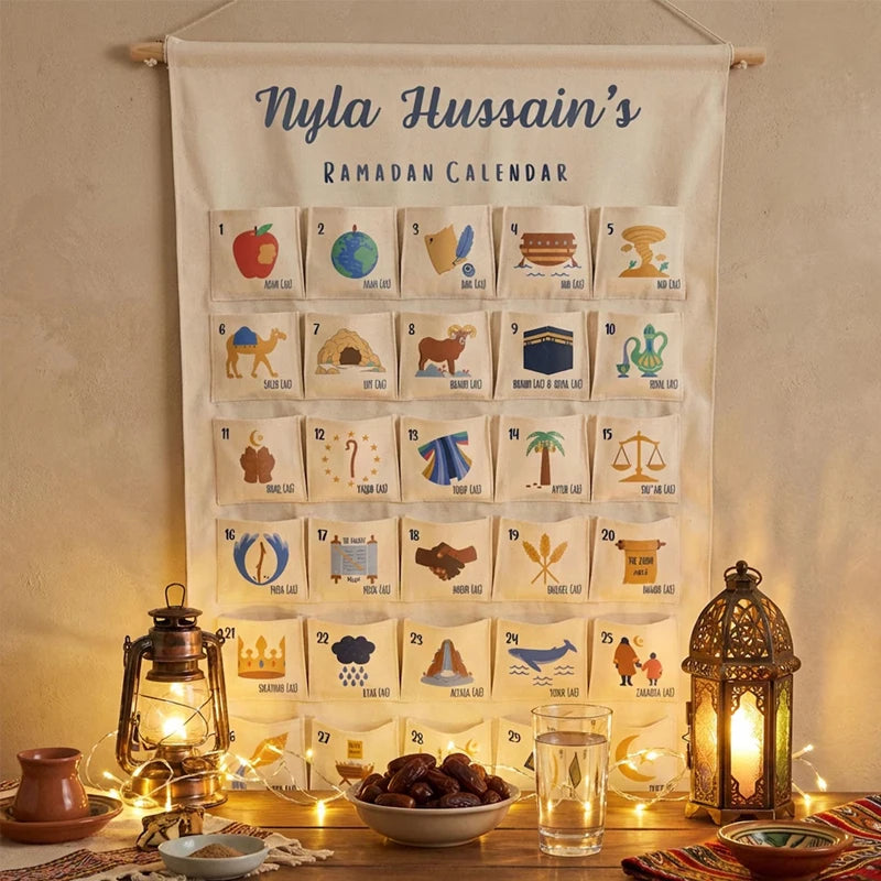 Personalised Prophet’s Theme Ramadan Countdown Calendar Eid Al-Fitr Gift Muslim Islamic Eid Mubarak Home Wall Hanging Decoration
