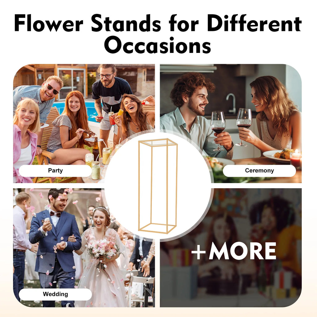 Wedding Flower Stand,Gold Metal Floor Stand Column Vase Flower Stand for Centerpiece Event Decorations Easy Assembly and Storage