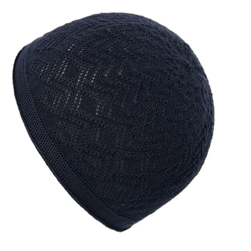Breathable Muslims Adult Knit Kufi Elastic Hollow out Islamic Knit Kufi Inner Hat Casual Church Pray Lightweight Hat