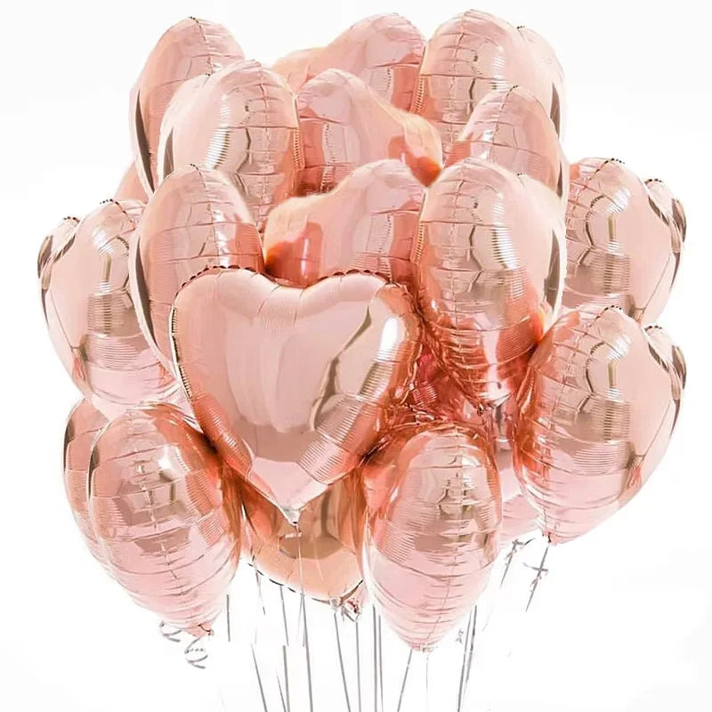 10pcs 18inch Heart Foil Balloons Pink Sage Green Heart Balloon for Birthday Party Valentines Day Wedding Anniversary Decorations