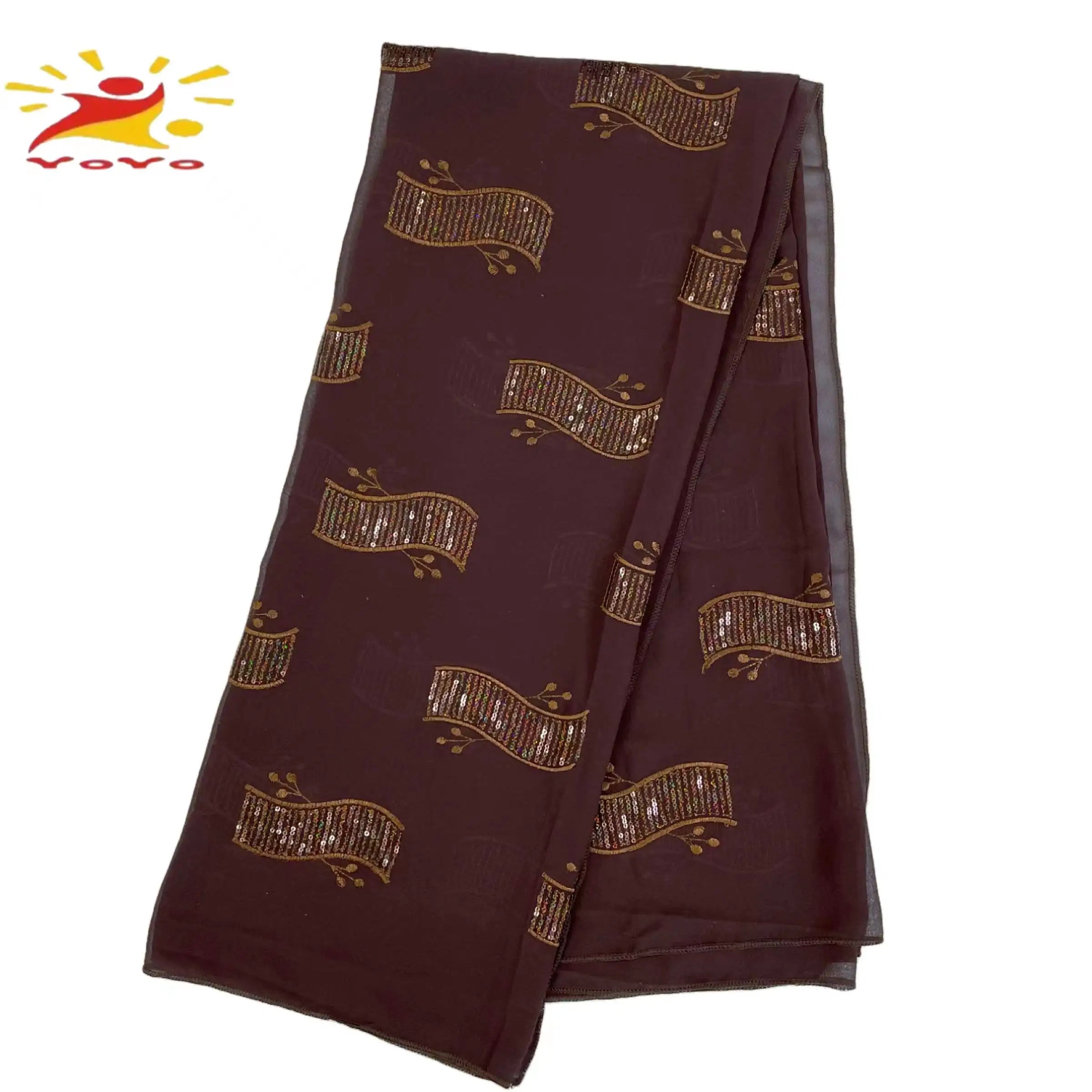 2022Latest Selling African Muslim Chiffon Sequin Embroidered Scarf Large Size Shawl Lslamic Ramadan Hijab 210*120cm