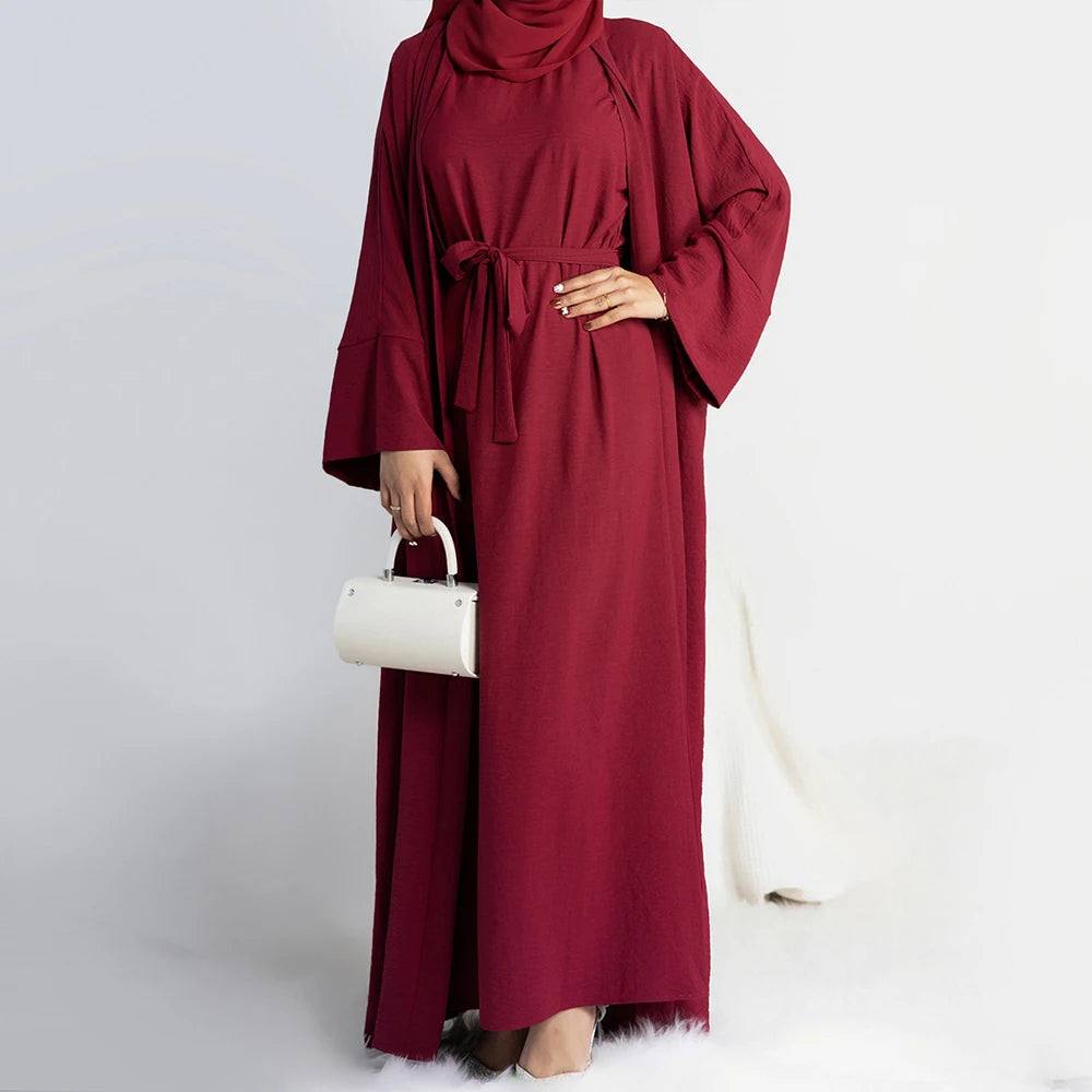 Classic Solid Muslim Abayas Dresses Sets Luxury Slim Breathable Long Sleeves Abayas Ladies Party Gift Clothing Wholesale RIMAIRE