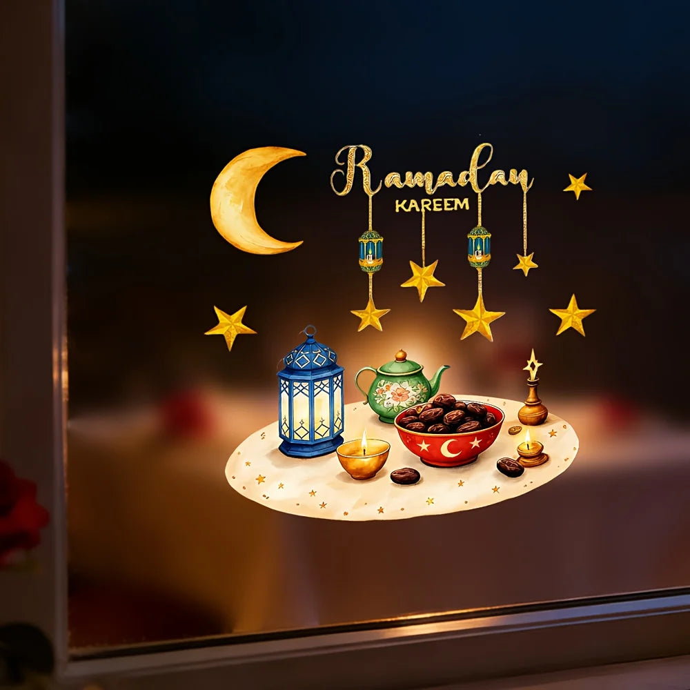 Eid Window Stickers Ramadan Decoration Eid Mubarak Decor for Home 2026 Ramadan Kareem Islam Muslim Party Supplies Eid Al-fitr