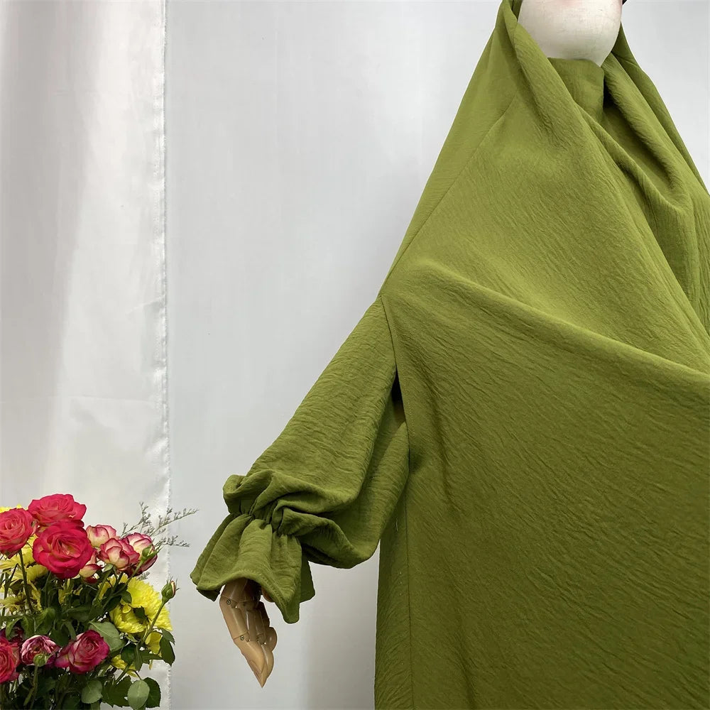 Dubai Turkey Kaftan Eid Ramadan Overhead Khimar Burqa Muslim Women Prayer Dress Set 2PCS Niqab Abaya Islamic Jalabiya Djellab