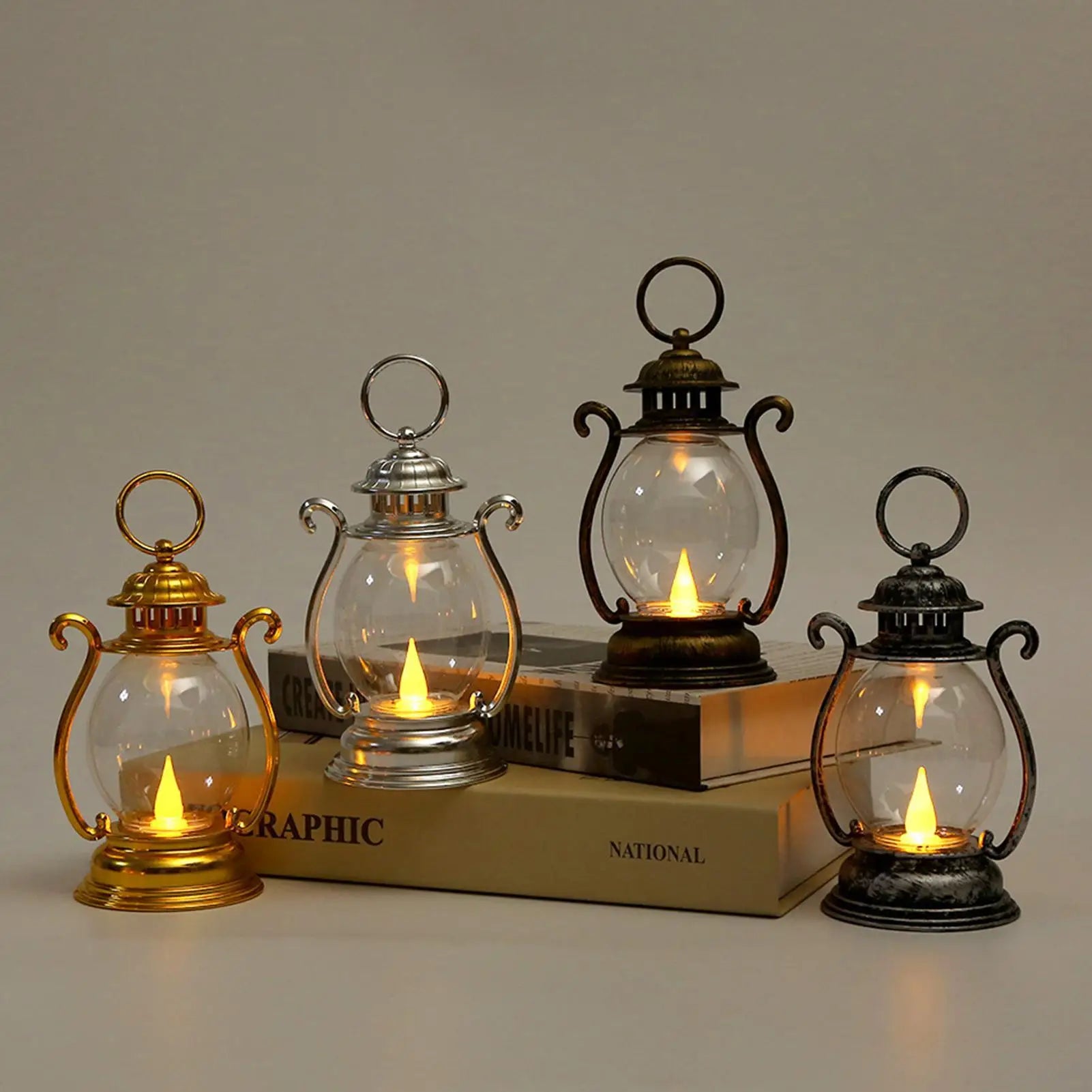 Retro Desk Lamp Battery Powered LED Retro Portable Lantern Home Decor Lights LED Tent Light For Living Room Patio Festival Decor
