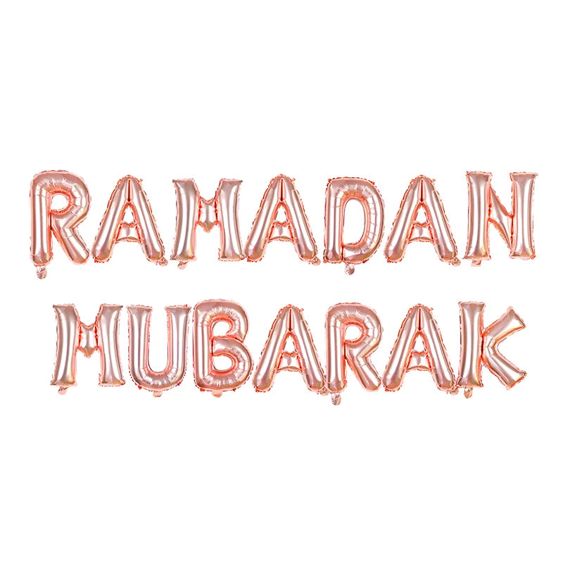 1Set Eid Mubarak Letter Foil Balloons Ramadan Kareem Decorations Star Moon Helium Globos 2024 Muslim Islamic Party Supplies Gift
