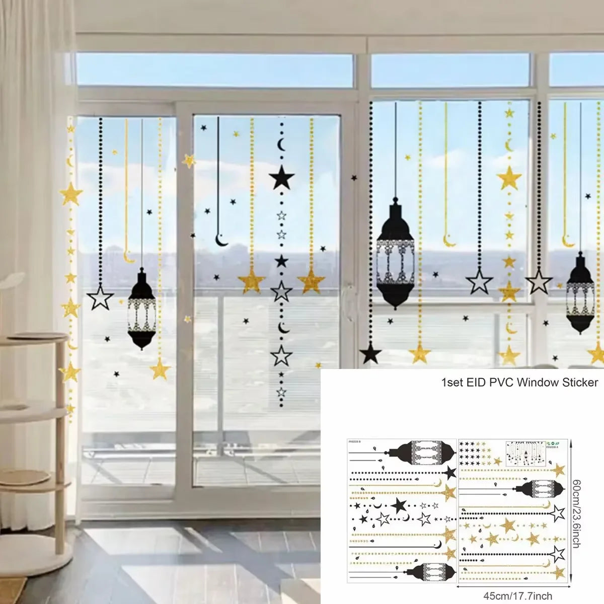 Eid Mubarak Wall Stickers Kareem Ramadan Decoration for Home Islamic Muslim Festival Eid Al-Fitr Party Supplies Window Sticker