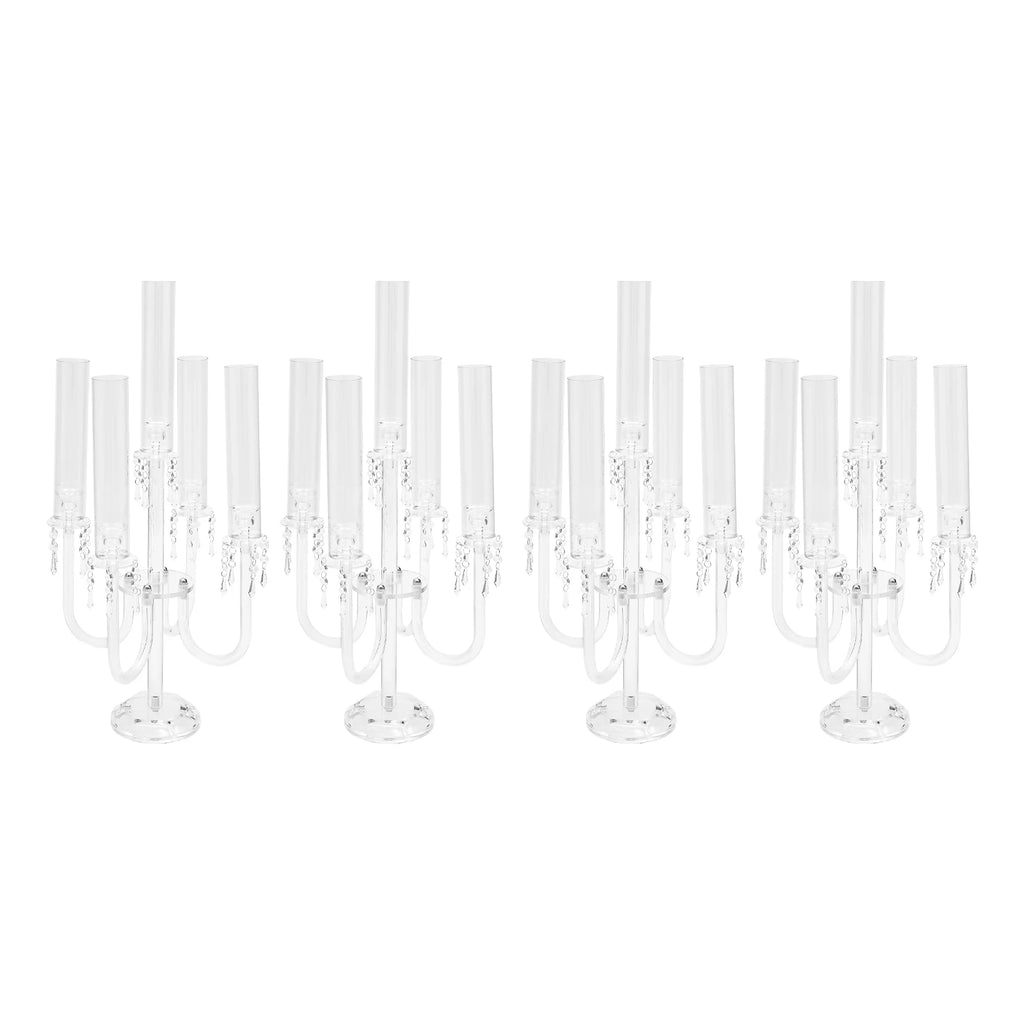 4PCS 4+1 Arms Acrylic Candle Holders  Candelabra Wedding Table Centerpieces Flower Stands Party Candlesticks Decoration