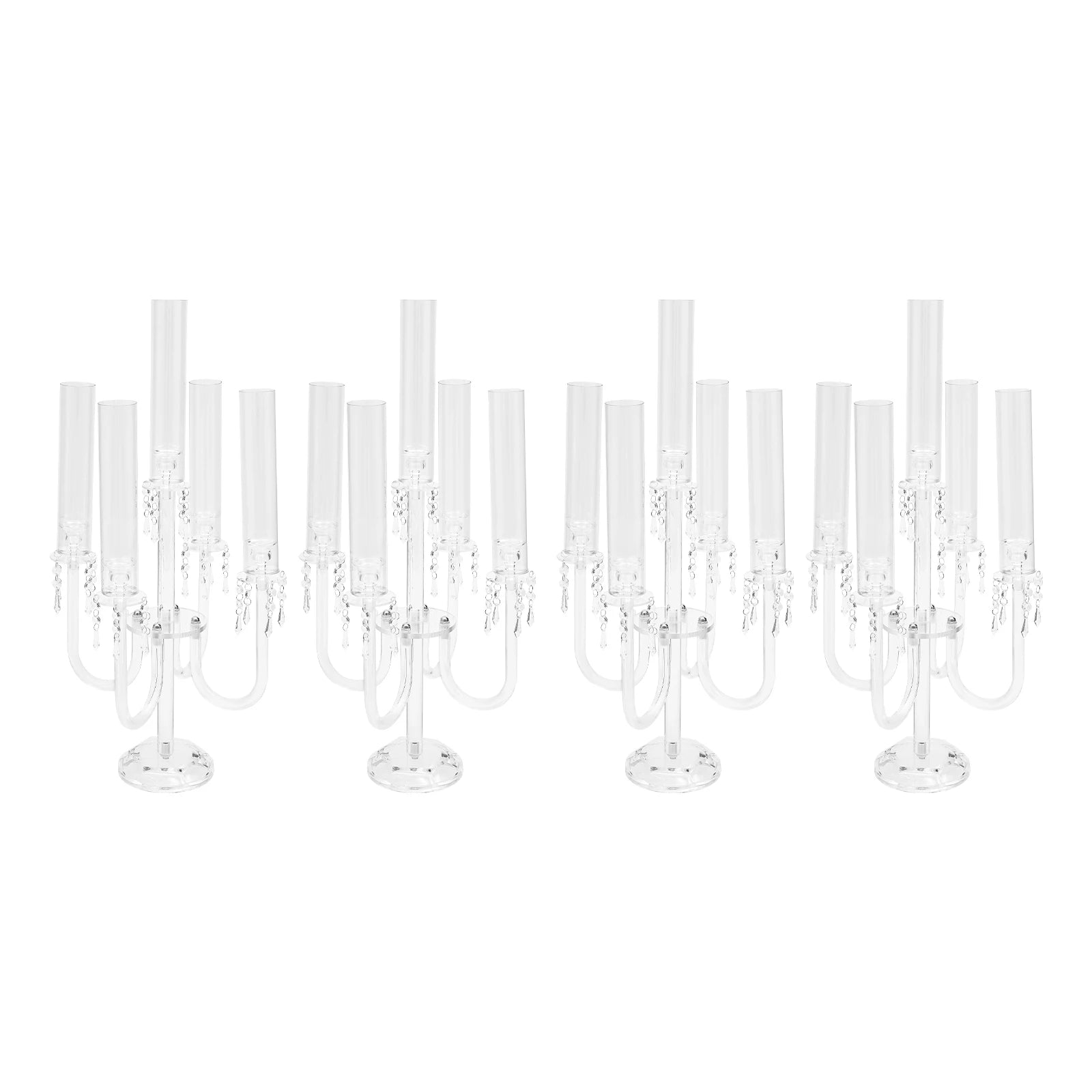 4PCS 4+1 Arms Acrylic Candle Holders  Candelabra Wedding Table Centerpieces Flower Stands Party Candlesticks Decoration