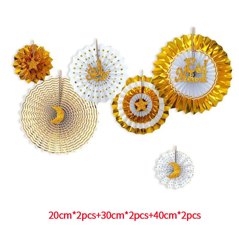 Hot Stamping Stars Moon Eid Al Fitr Party Decorations Ramadan Castle Star Pendants Muslim Party Decorations Party Table Flag
