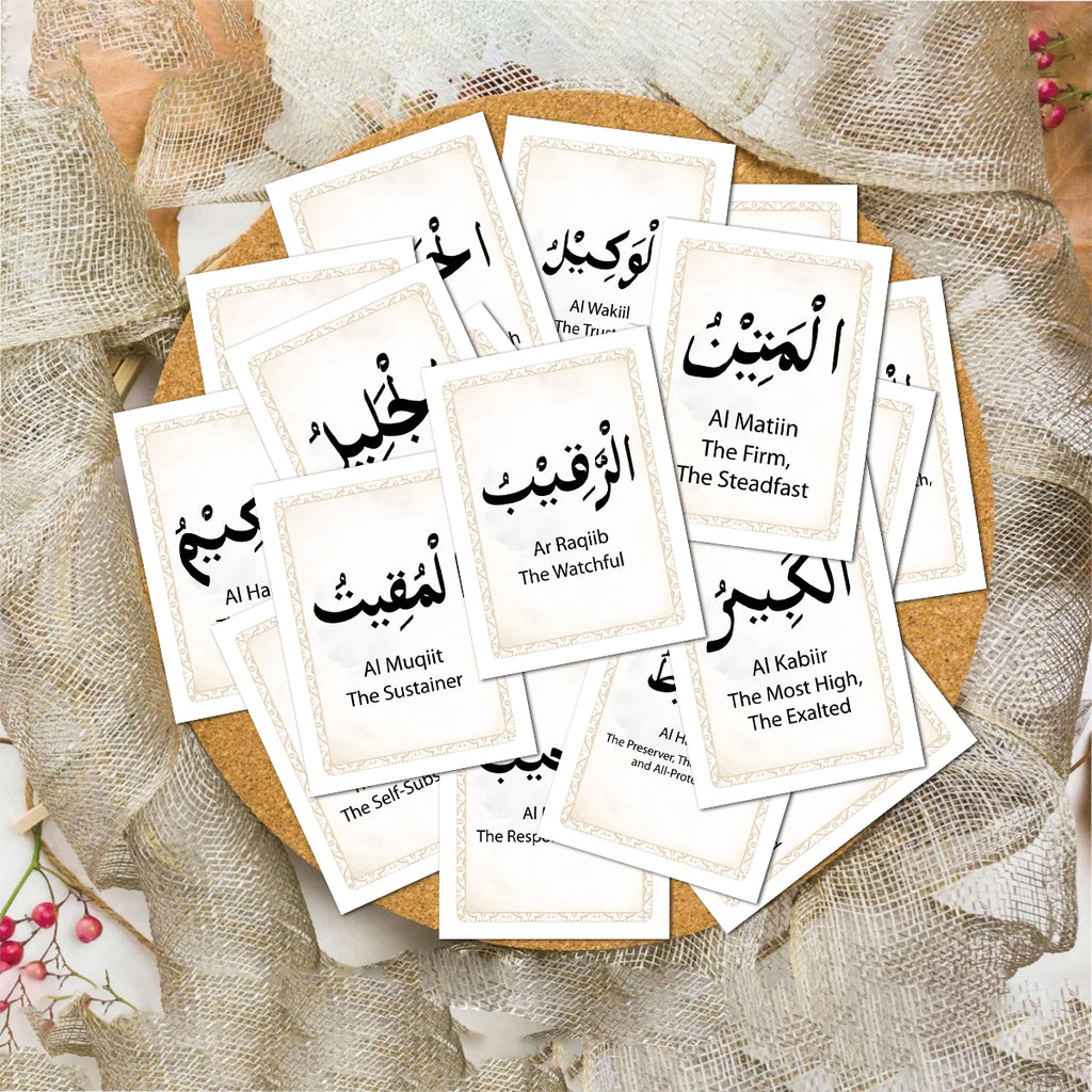 99pcs Names Of Allah With Meaning Cards For Sunday School English Arabic Text, For Ramadan, Eid,family Education Religious Study