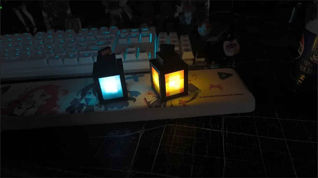 Luminous Lantern Nightlight Rechargeable Game Pixel Light Surrounding Children's Bedroom Atmosphere Light Home Decor Ornament