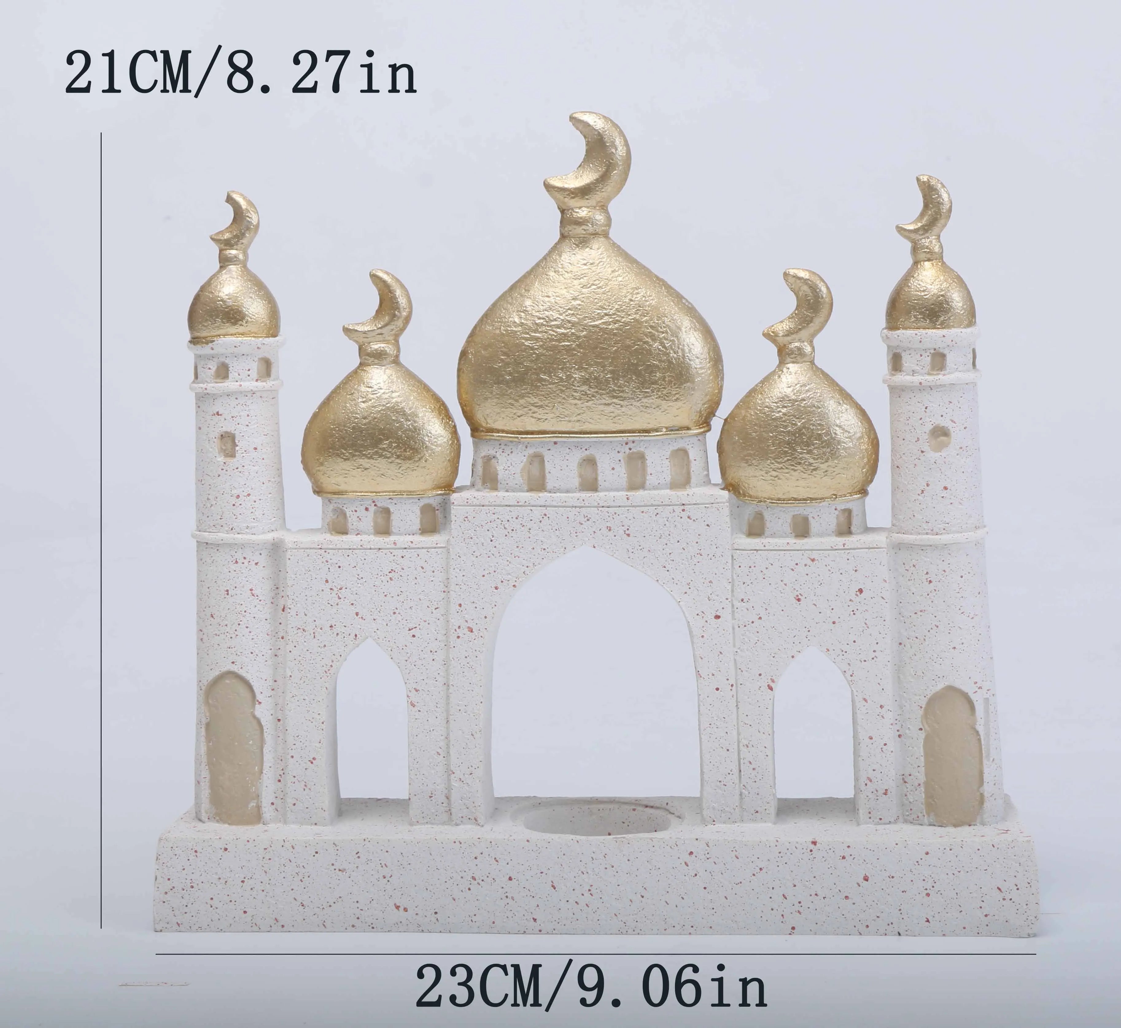 1 PC Ramadan Muslim Kaaba Dome Mosque Islamic Desktop Ornament Table Car Decor Crafts Gifts Candlestick