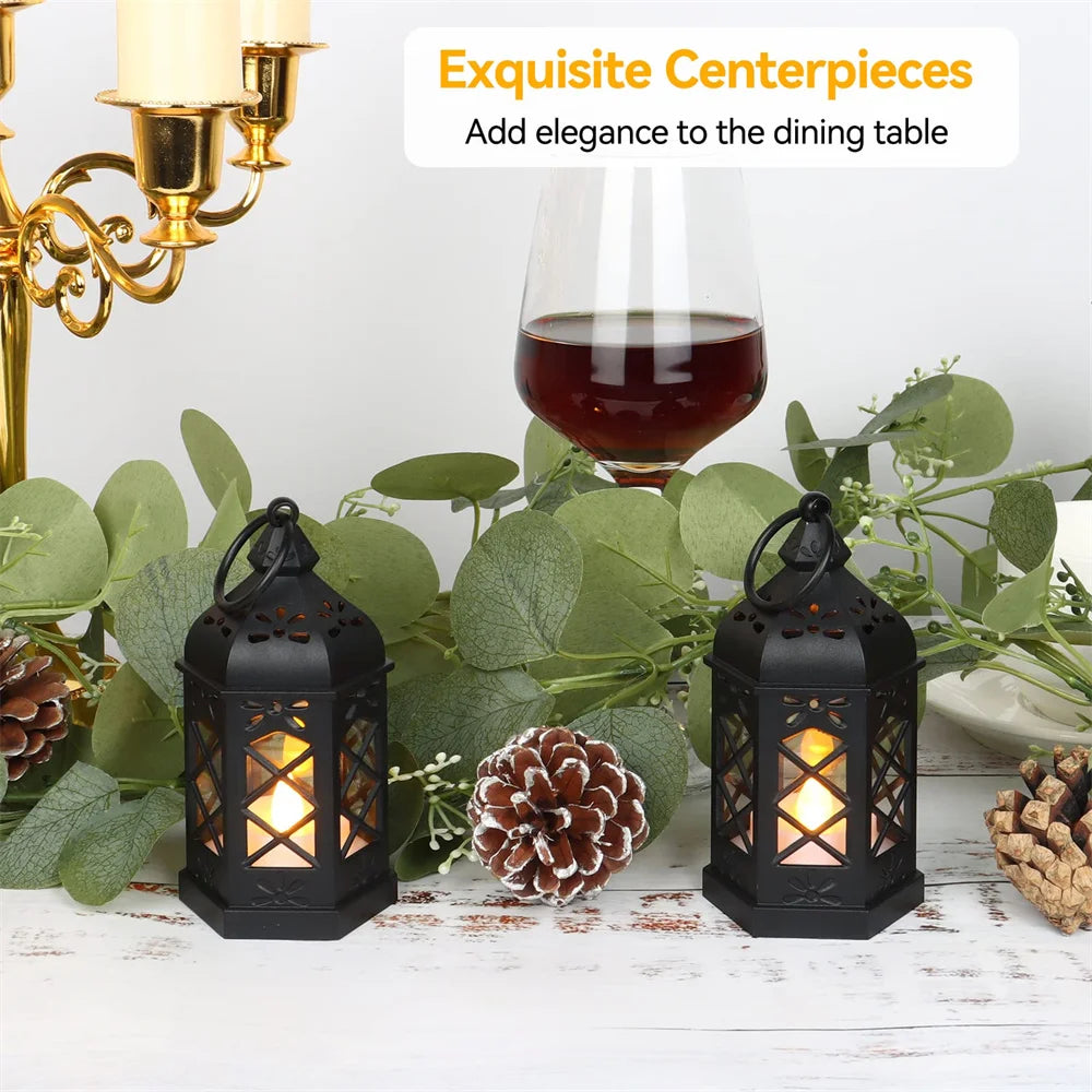 1pack Mini Lantern Christmas Candle Lanterns Decorative Outdoor Wall Lanterns Table Centerpiece for Wedding Halloween Christmas