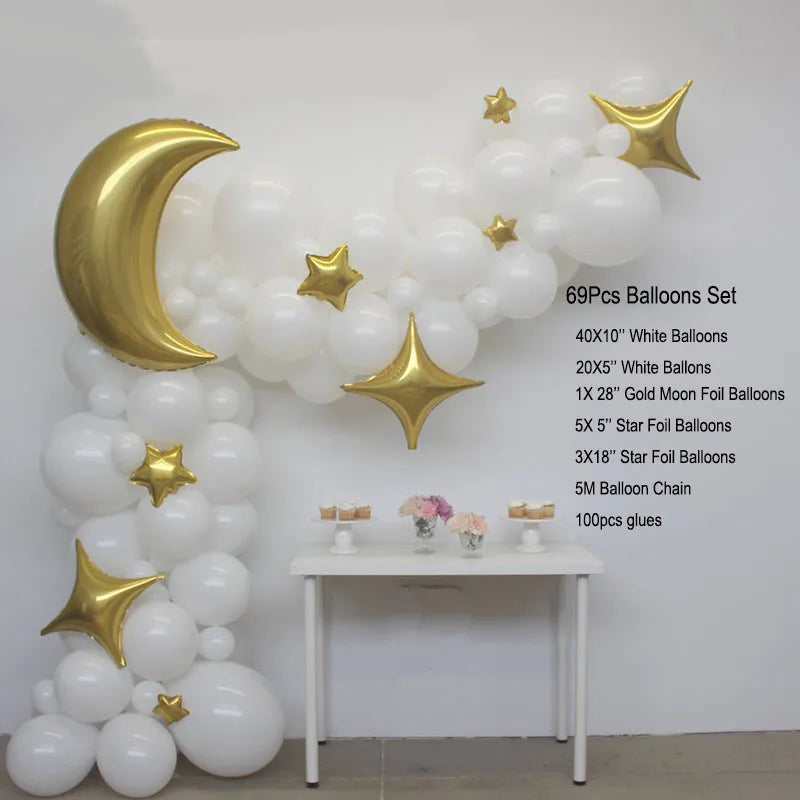 Twinkle Little Star Party Decorations Navy Blue Moon Star Balloon Garland Arch Kit For Baby Shower Ramadan Eid Mubarak Decor