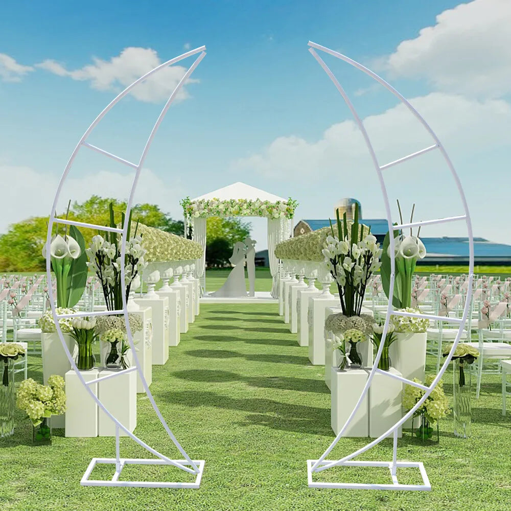 2 Piece Wedding Arch Crescent Moon Floral Stand Party Framework Stand Backdrop