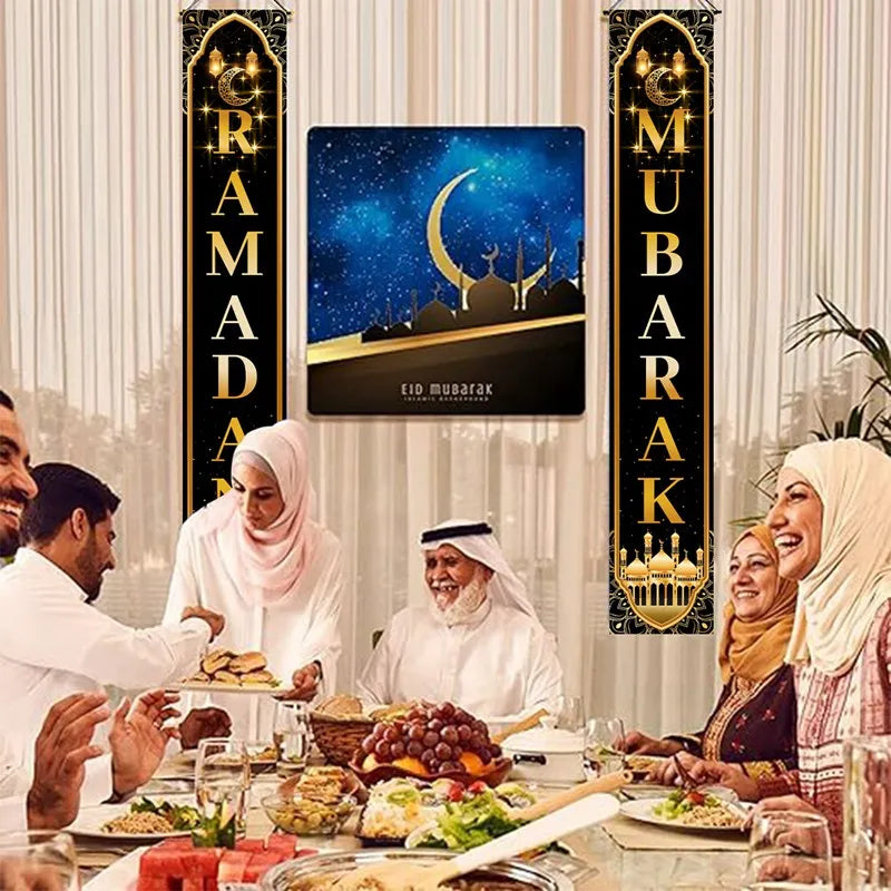 Eid Mubarak Door Banner Ramadan Decoration 2025 for Home Mubarak Ramadan Kareem Islamic Muslim Party Decor Eid Al Adha Gifts