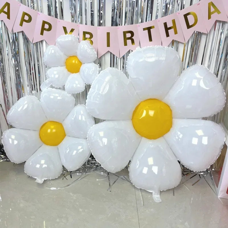 10/1PCS White Daisy Flower Balloon Multi Size Sunflower Foil Balloons Helium Ball Children Birthday Party Baby Shower Decoration