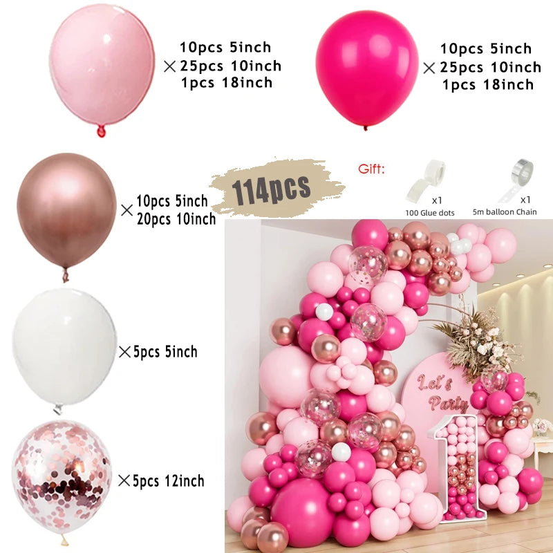 Macaron Pink Balloon Garland Arch Kit Wedding Birthday Party Decor Kids Rose Gold Latex Balloons Baby Shower Decorations Chain