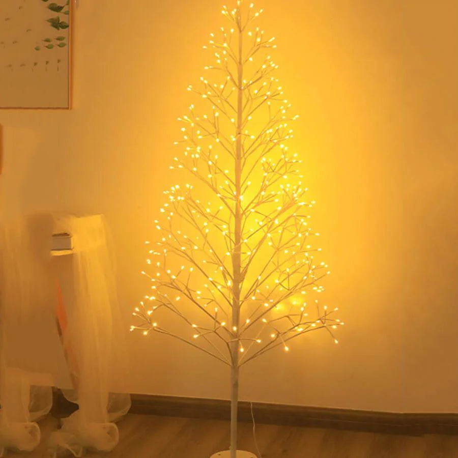 1.8M 384 LED Artificial Lighted Christmas Tree Outdoor Warm White Christmas Tree With Fairy Lights Garland for Holiday Decor