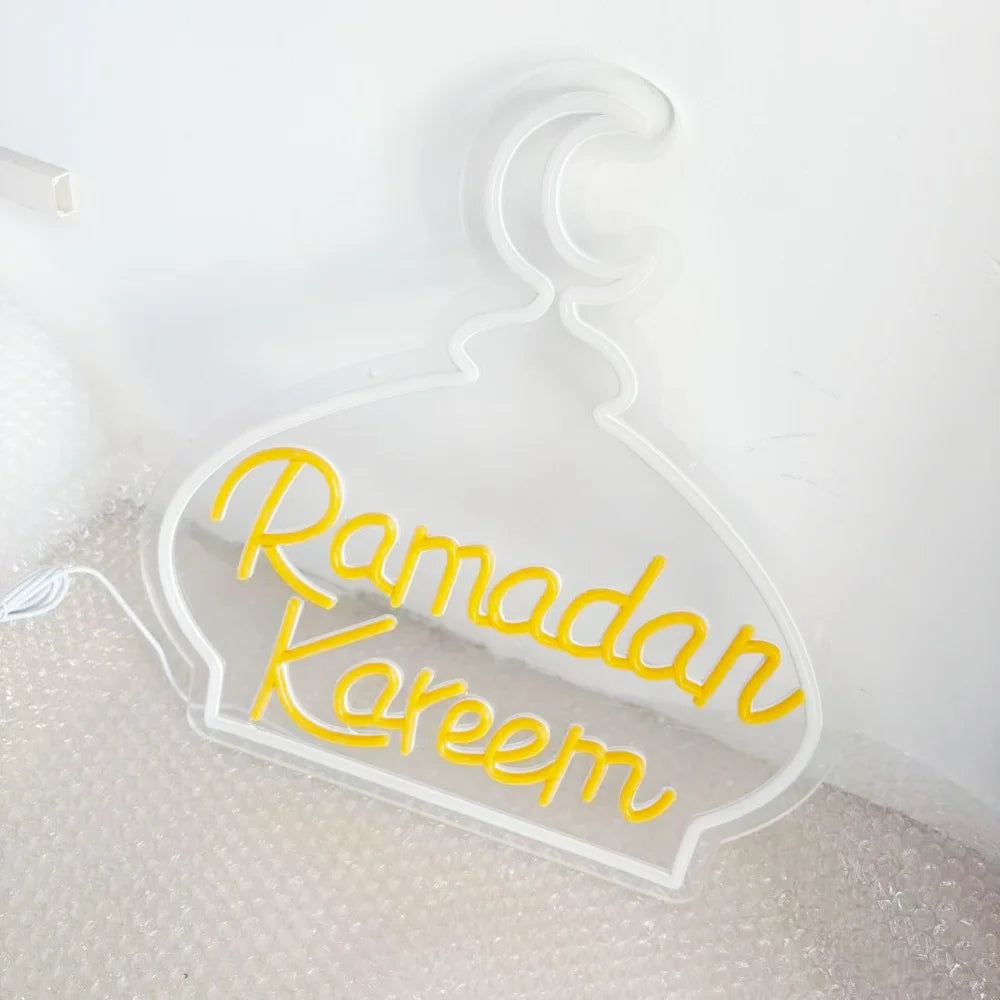 2026 Ramadan Mosque Neon Lights Eid Mubarak LED Night Light Wall Backdrop Decor Islam Muslim Party Ramadan Kareem Decorations