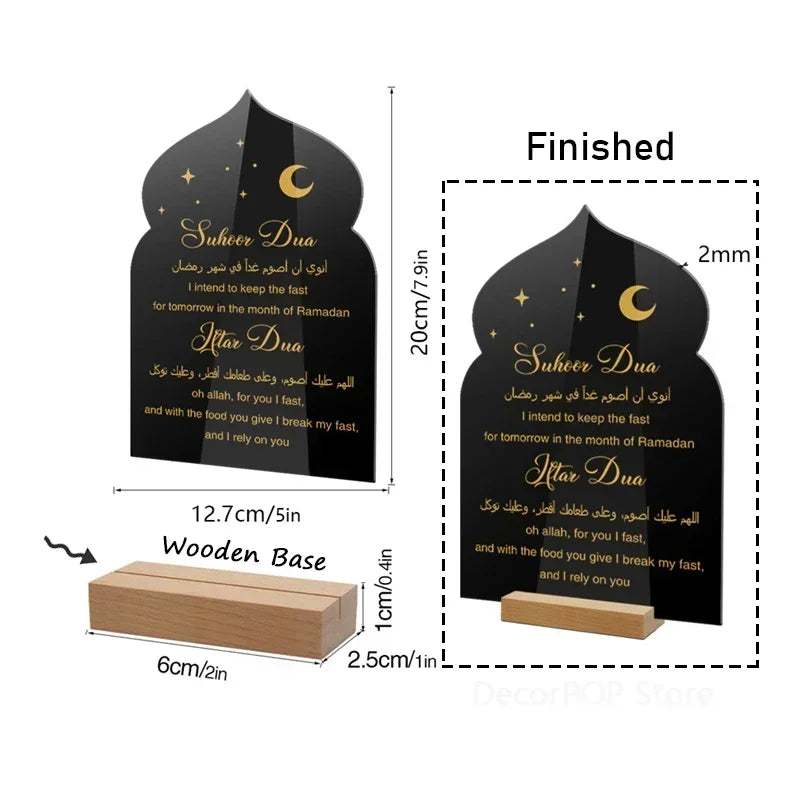 Reusable Ramadan Calendar Board Wooden Base Table Ornament Mubarak Eid Advent Day Suhoor Iftaar Countdown Gifts with Pen