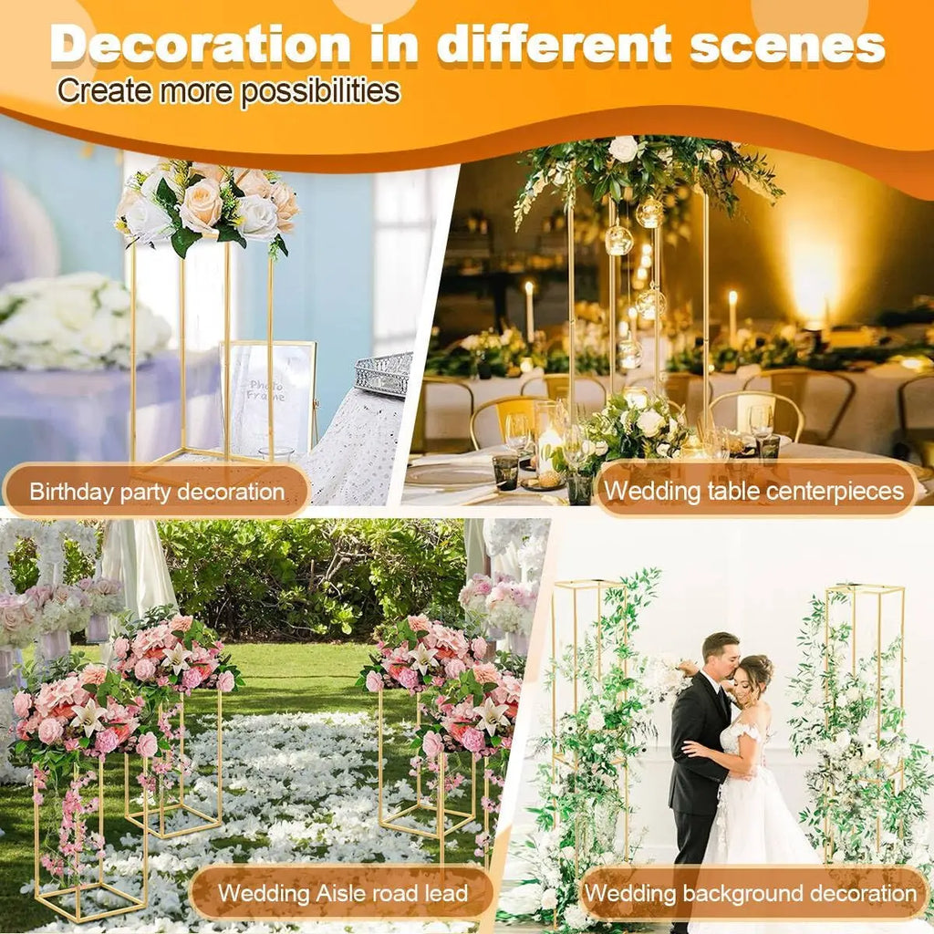 Pack of 5 Gold Wedding Table Centerpiece 23.6inches Tall Metal Flower Stand for Party Event Home Decor(Gold)