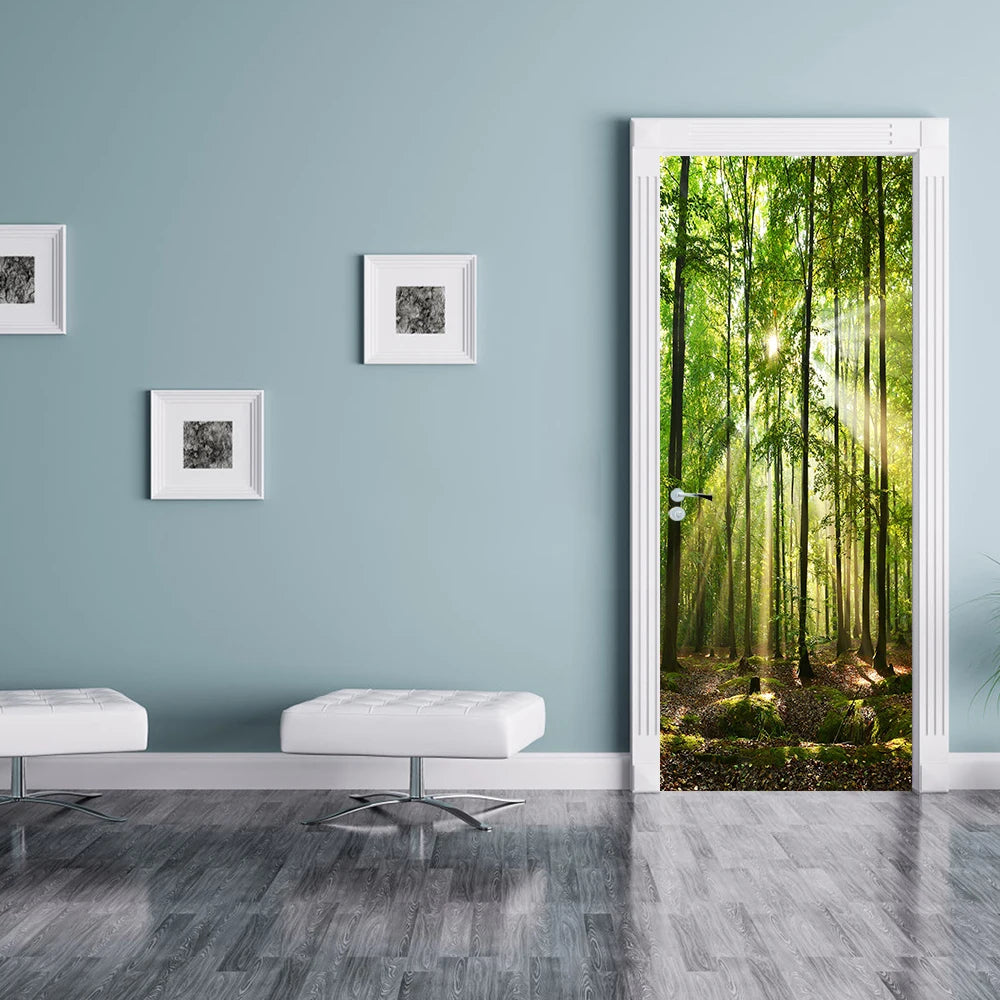 Medieval Stone Hutongs DIY Door Wall Sticker Home Decor Living Room Children Room Bedroom Art Mural Self-adhesive PVC Wallpaper