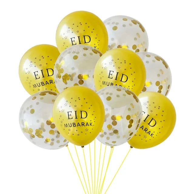 10pcs EID MUBARAK Decor Balloons Ramadan and Eid Decoration Muslim Islamic Decor Gold Balloon Ramadan Mubarak DIY Party Supplies