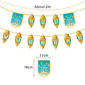 Ramadan Mubarak Banner Bunting Garland Eid Mubarak Lantern Moon Castle Sign Festival Celebration Wall Hanging Party Decorations
