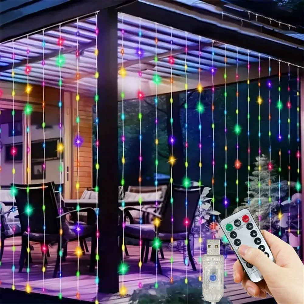 3/4/6M USB Curtain LED String Lights Fairy Lights EID Mubarak Bedroom Wedding Valentine's Day Ramadan Home Decoration 2026
