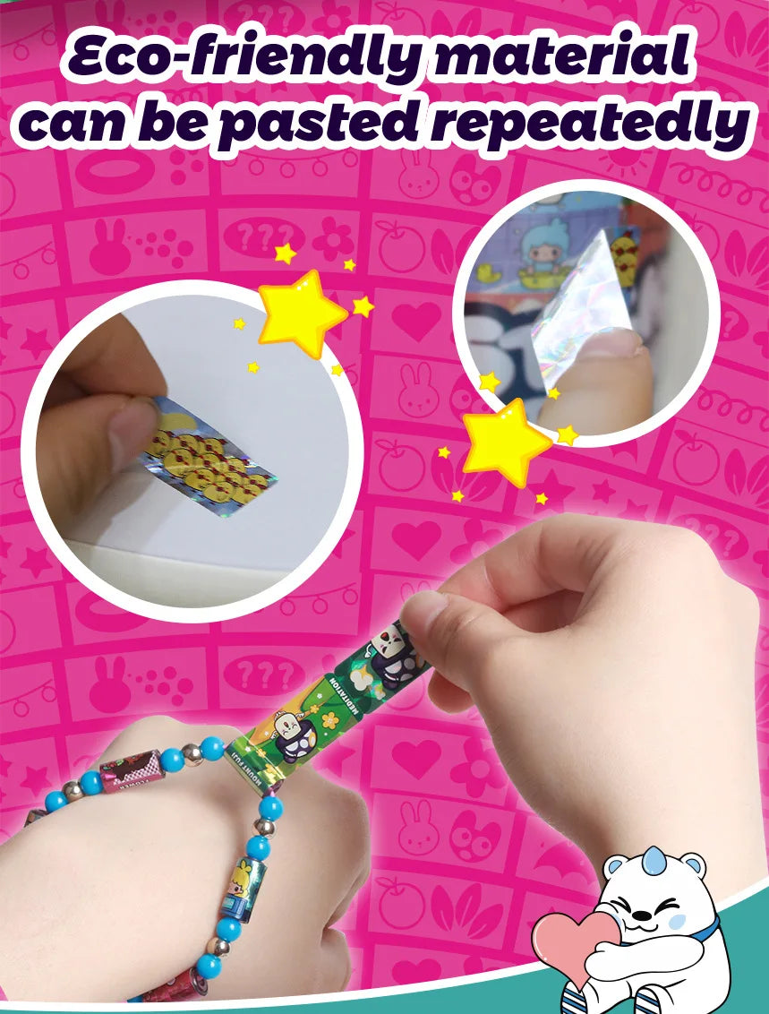 Sticker Bracelets, Kids' Creative Sticker Chains, Parent-Child DIY Beaded Sticker Bracelets