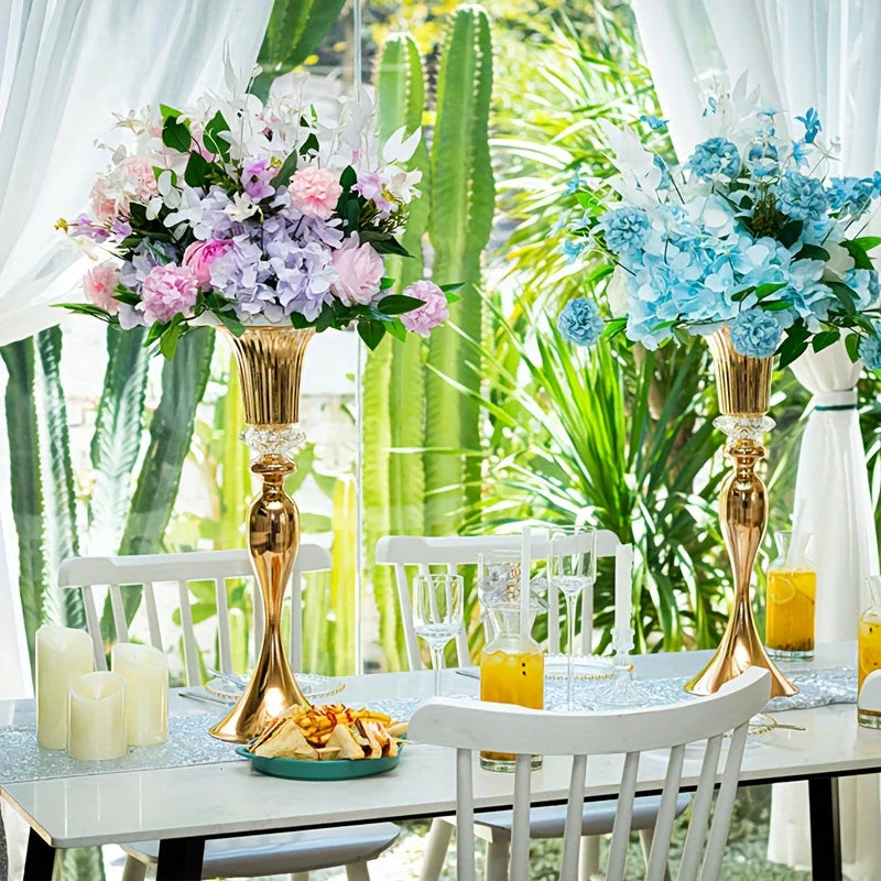 Set of 2/10 Crystal Flower Stands, 22 Tall Vases, Metal Centerpiece Vases for Table Decoration, Christmas, Party Decoration
