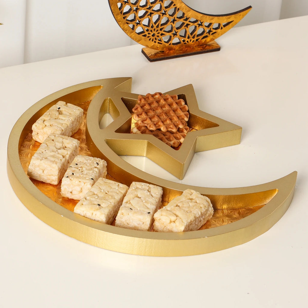 Eid Mubarak Candy Snack Jar Ramadan Kareem Decorations For Home 2025 Islamic Muslim Eid Al-Fitr Party Supplies Star Moon Tray