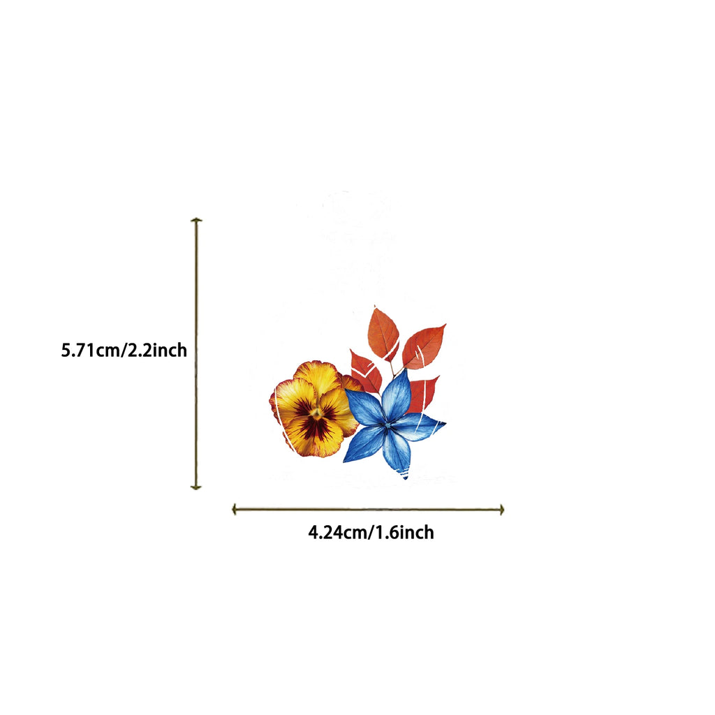 50/100PCS Glass Bottles with Dried Flower PET Sticker Waterproof Oil proof Transparent Romantic Art Colorful Flower Gift