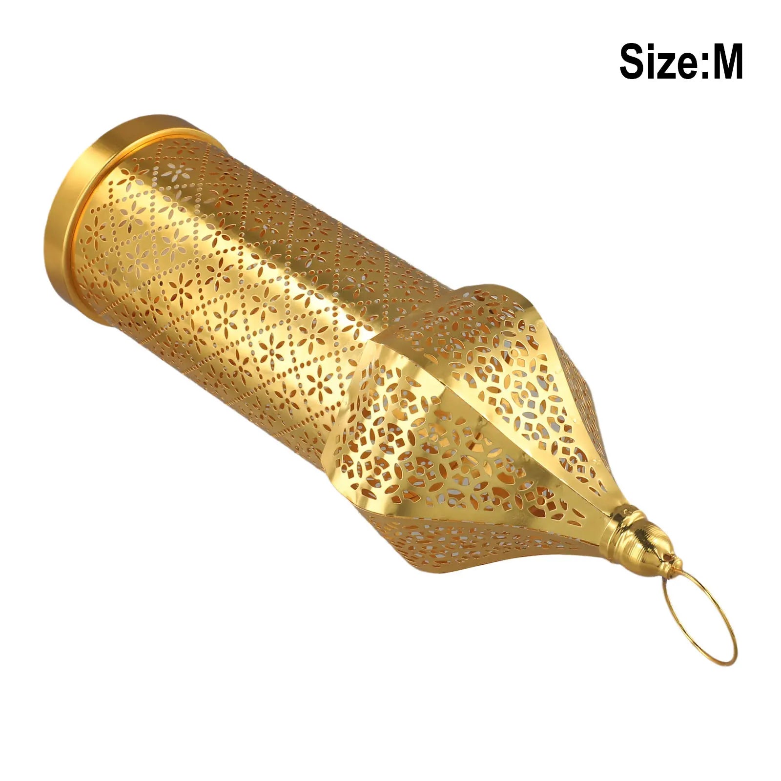 1PC Moroccan Golden Hollow Iron Lantern Ramadan Home Decoration Light Ornaments Gold Lanterns Moroccan Home Crafts Decoration