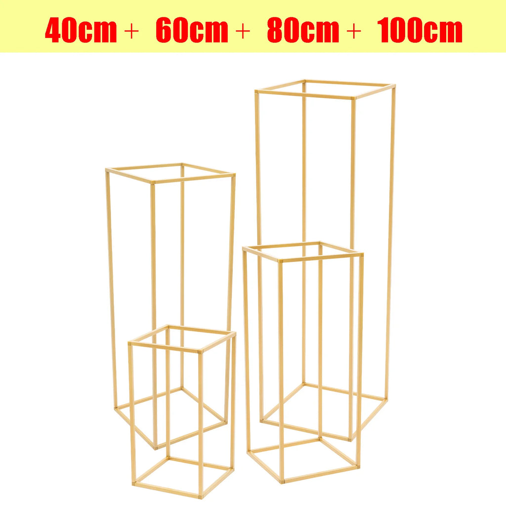 4 Different Height Wedding Flower Stand Metal Floor Geometric Vase Set Wedding Centerpieces For Table Tall Decorations For Party
